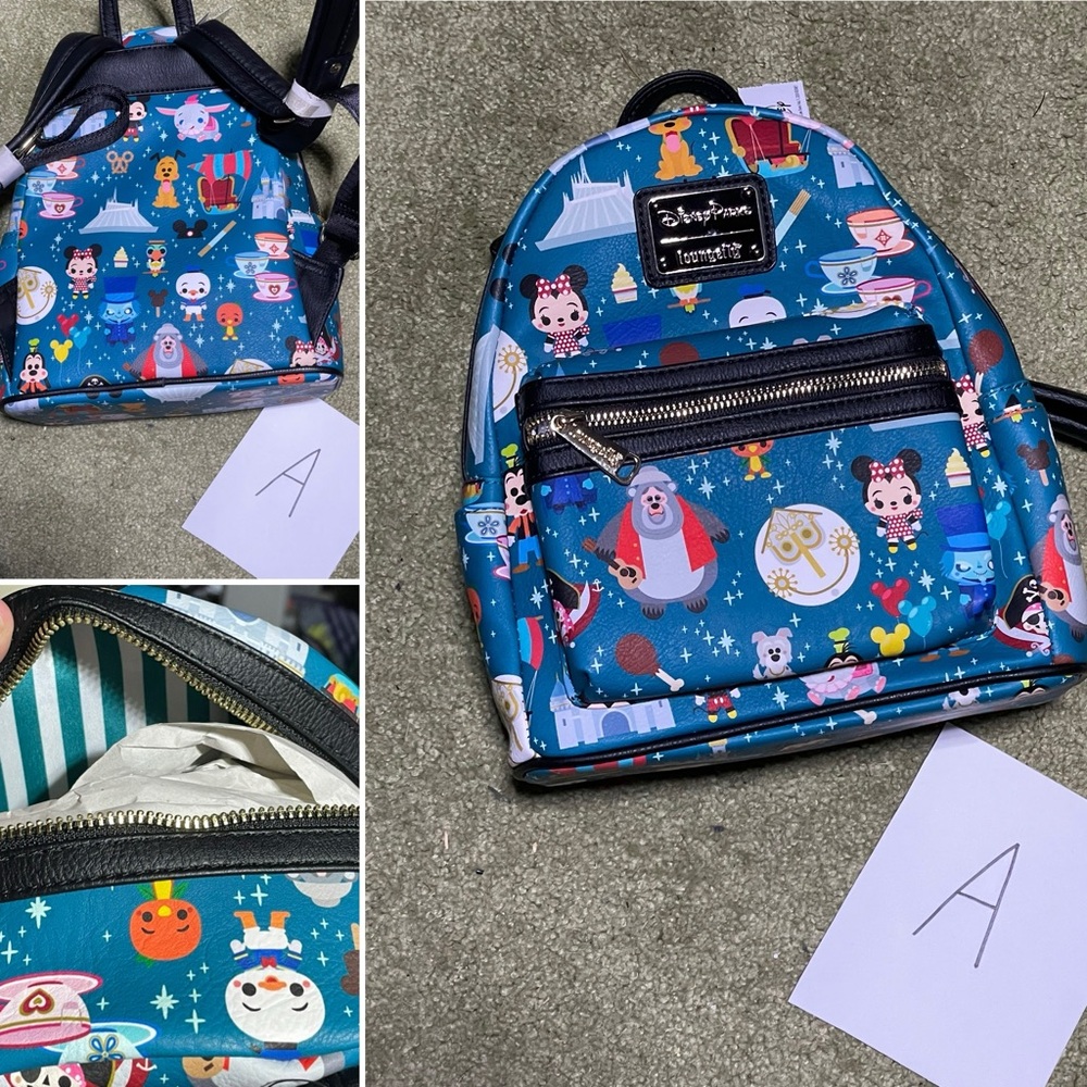 Loungefly Disney Parks Blue Kids Backpack with Characters